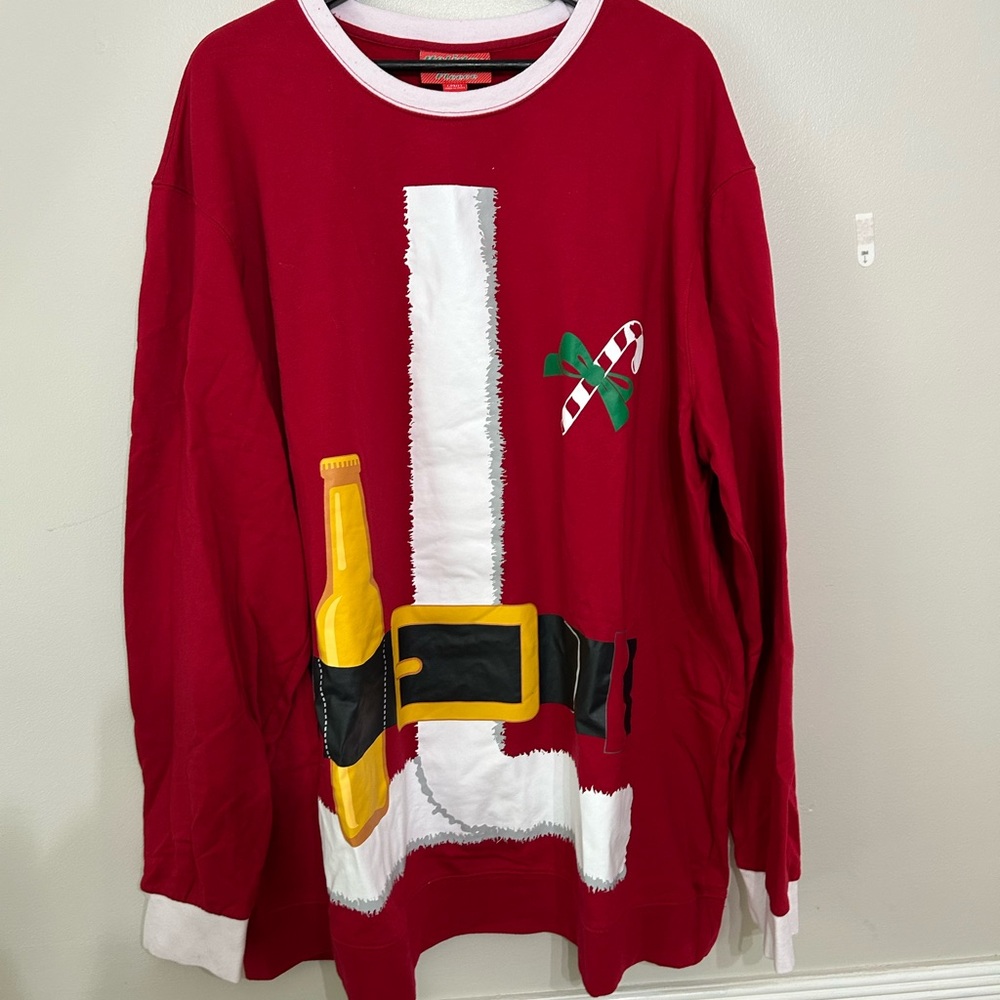 Festive Red Santa-Inspired Men's Crewneck Sweater Beer 3XLT